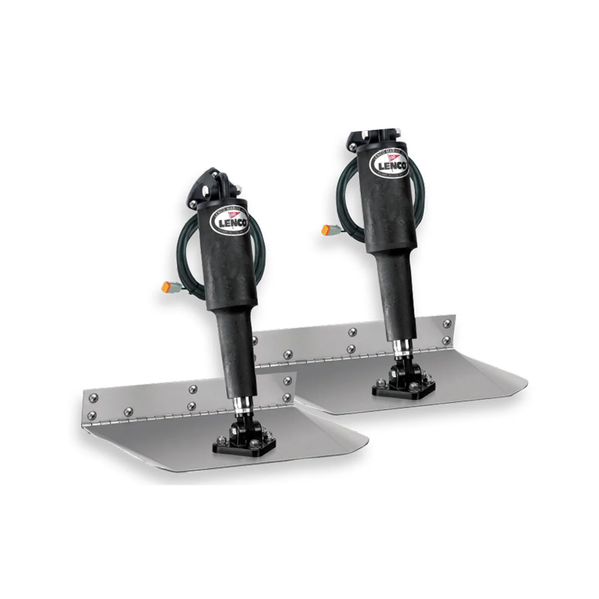 Pair of stainless steel trim tabs with actuators