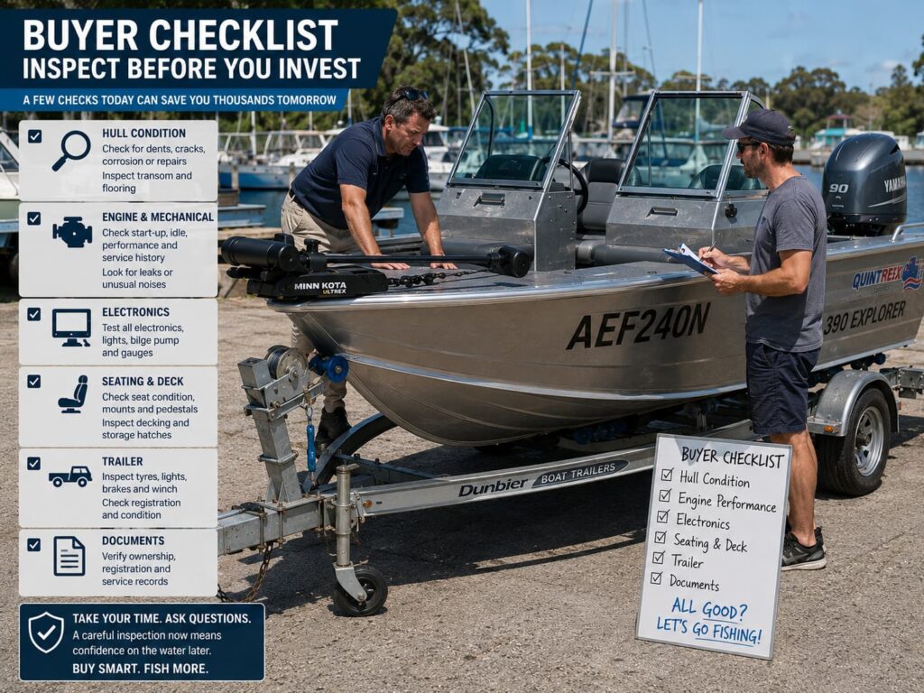 Boat inspection before buying a used aluminium fishing boat