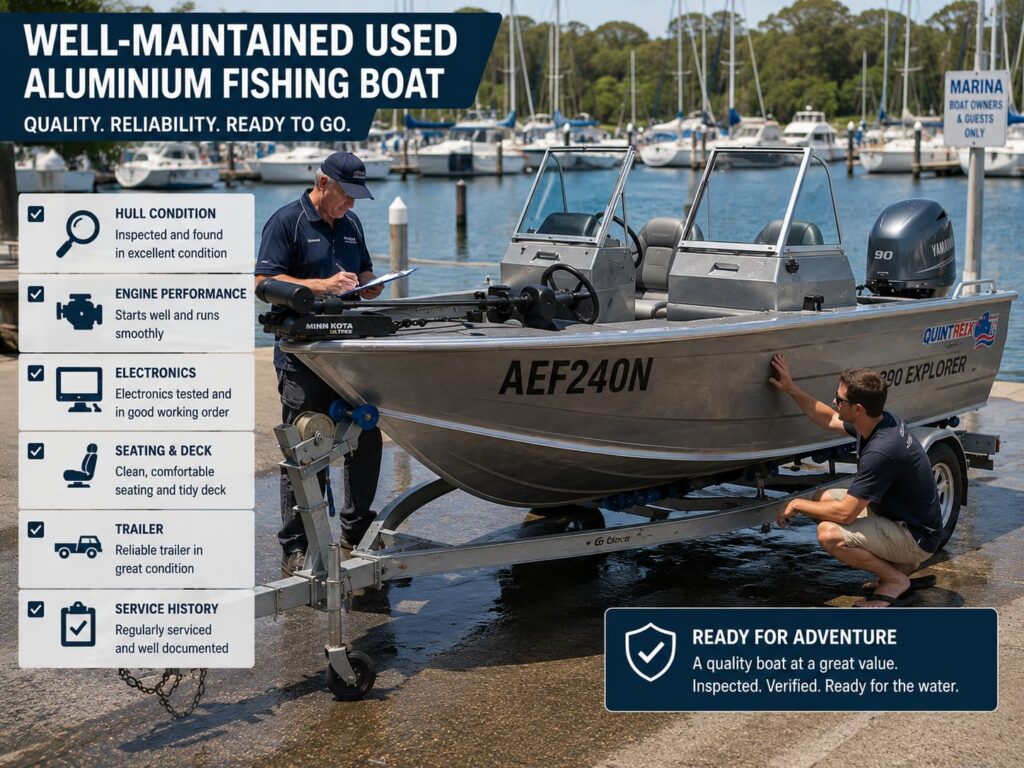 Used aluminium fishing boat in excellent condition