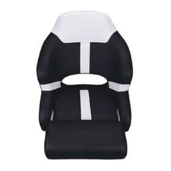 Deluxe Sport Flip-Up Boat Seat, Black/White (ASM18001-1)