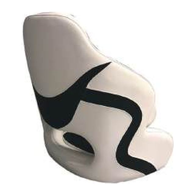 Deluxe Sport Flip-Up Boat Seat, White/Black (ASM18002) - Image 2