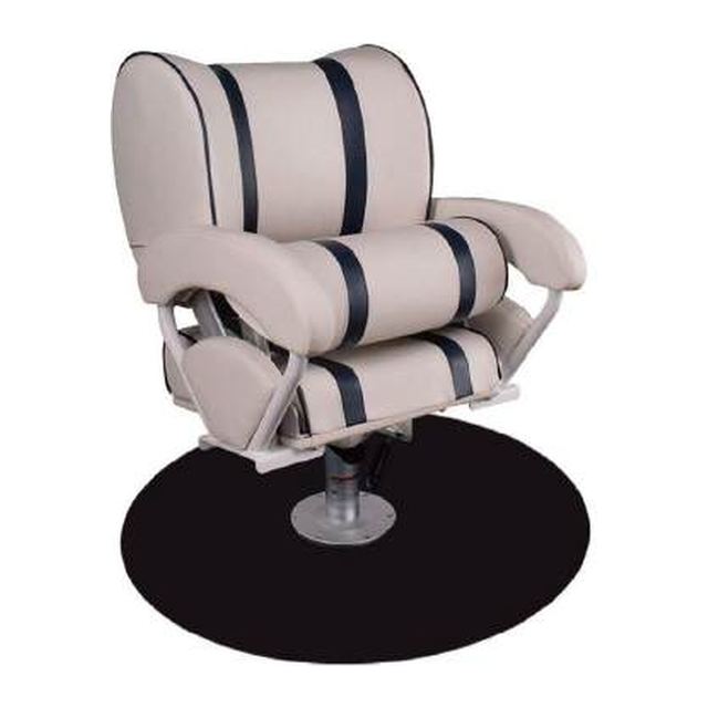 Helm Boat Seat with Armrests and Flip-Up Bolster, Beige/Navy (ASM18012)