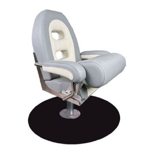 Helm Boat Seat with Armrests and Flip-Up Bolster, Grey/Cream (ASM18013)