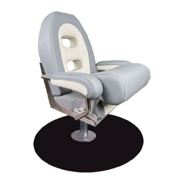 Helm Boat Seat with Armrests and Flip-Up Bolster, Grey/Cream (ASM18013)