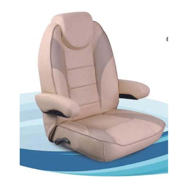 High-Back Reclining Boat Seat with Flip-Up Armrests, Beige (ASM18015)