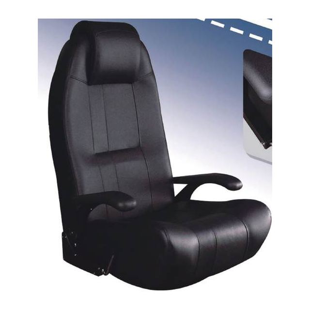 High-Back Boat Seat with Flip-Up Bolster and Armrests, Black (ASM18019)