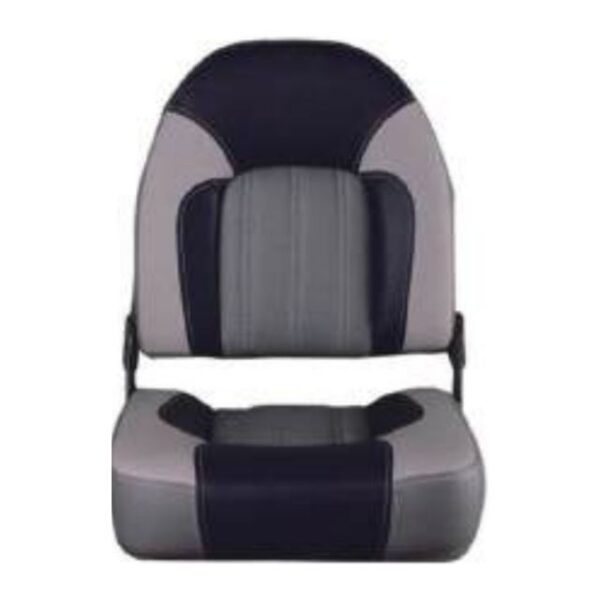 Boat Seat High Back Folding, Grey/Navy with Strap (ASM18025)