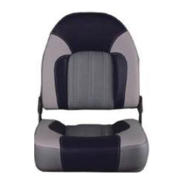 Boat Seat High Back Folding, Grey/Navy with Strap (ASM18025)