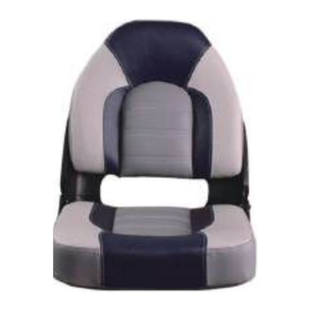Boat Seat High Back Folding, Grey/Navy Contoured (ASM18026)