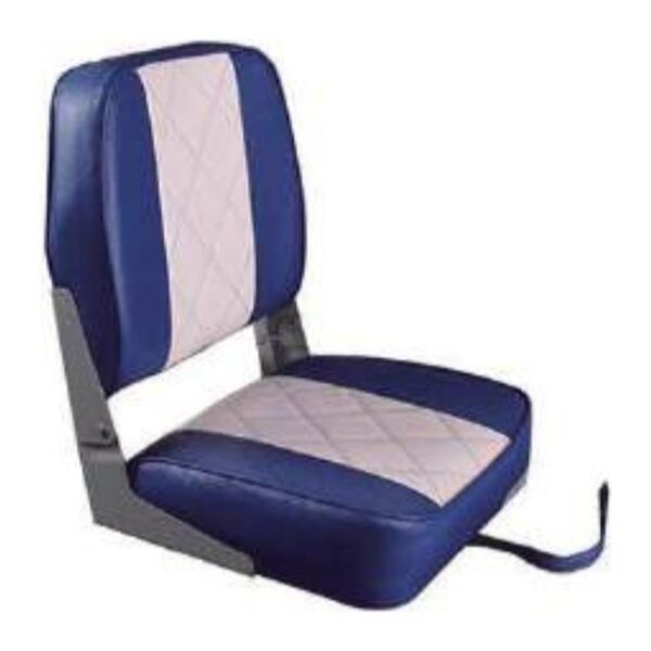 Boat Seat Low Back Folding, Blue/White Quilted (ASM18034)