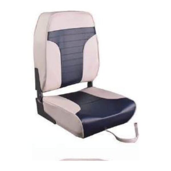 Boat Seat High Back Folding, White/Navy (ASM18038)