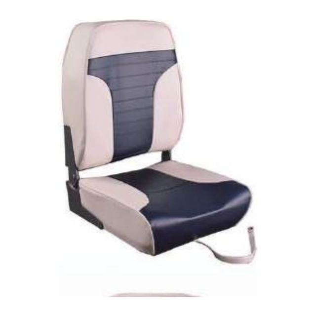 Boat Seat High Back Folding, White/Navy (ASM18038)