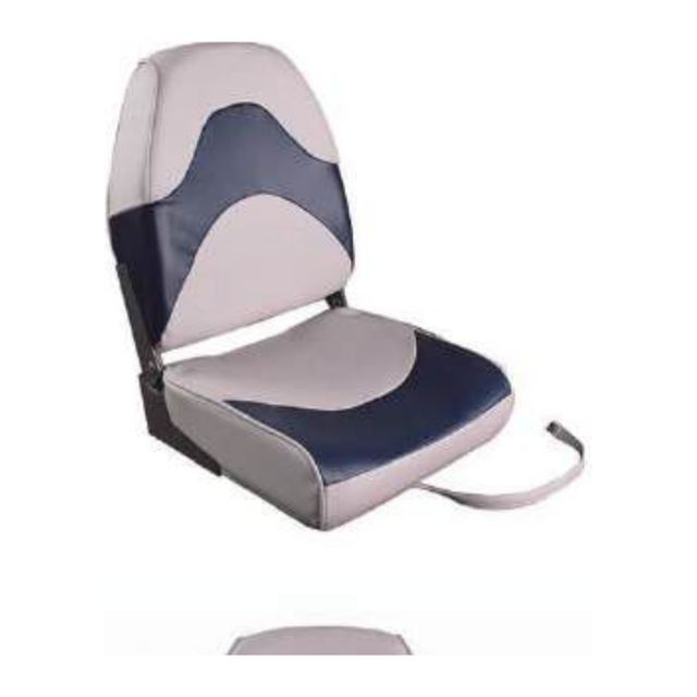 Boat Seat High Back Folding, Grey/Navy Wave (ASM18039)