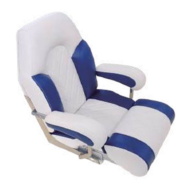 Boat Seat - Helm Chair with Armrests, White/Blue