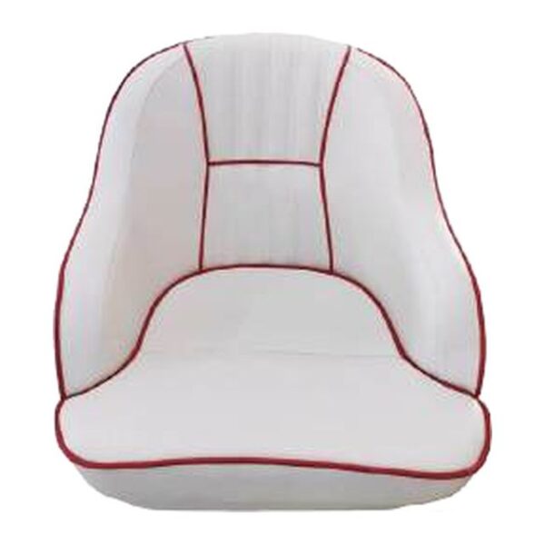 Boat Seat - Bucket Seat, White with Red Piping