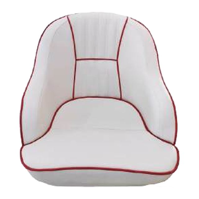 Boat Seat - Bucket Seat, White with Red Piping