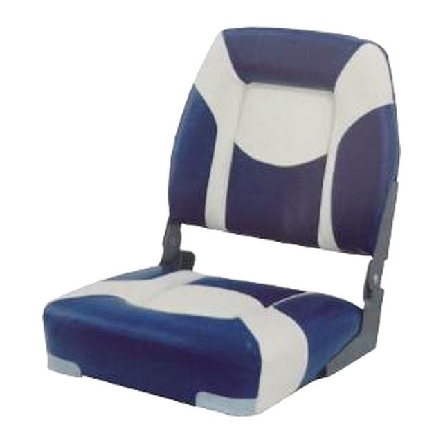 Boat Seat - High-Back Folding, Blue/White