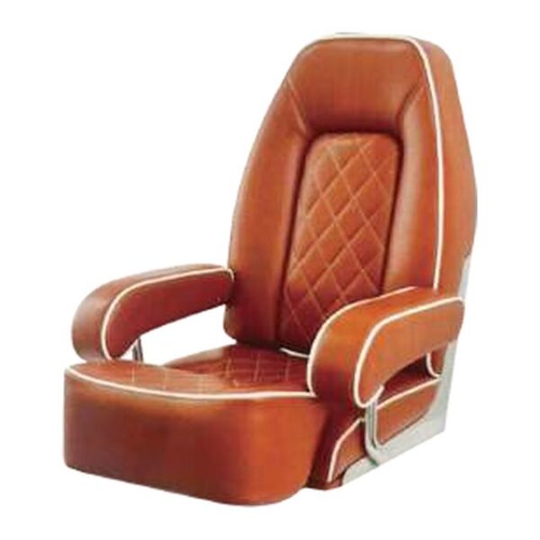Boat Seat - Deluxe Helm Chair with Armrests, Tan Diamond Stitch