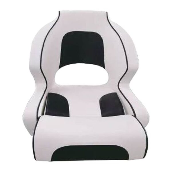 Boat Seat - Flip-Up Bolster Helm Seat, White/Black