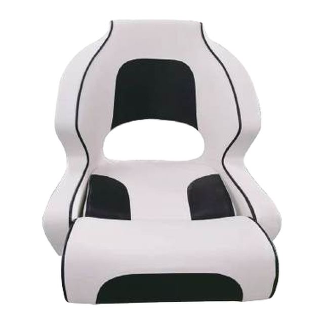 Boat Seat - Flip-Up Bolster Helm Seat, White/Black