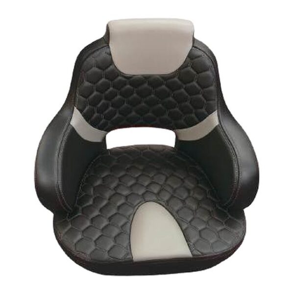 Boat Seat - Sport Helm Seat Hex Stitch, Black/Grey