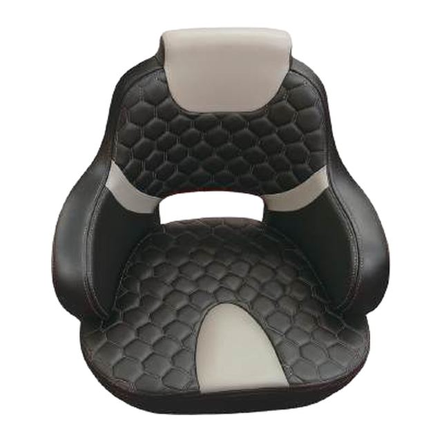 Boat Seat - Sport Helm Seat Hex Stitch, Black/Grey