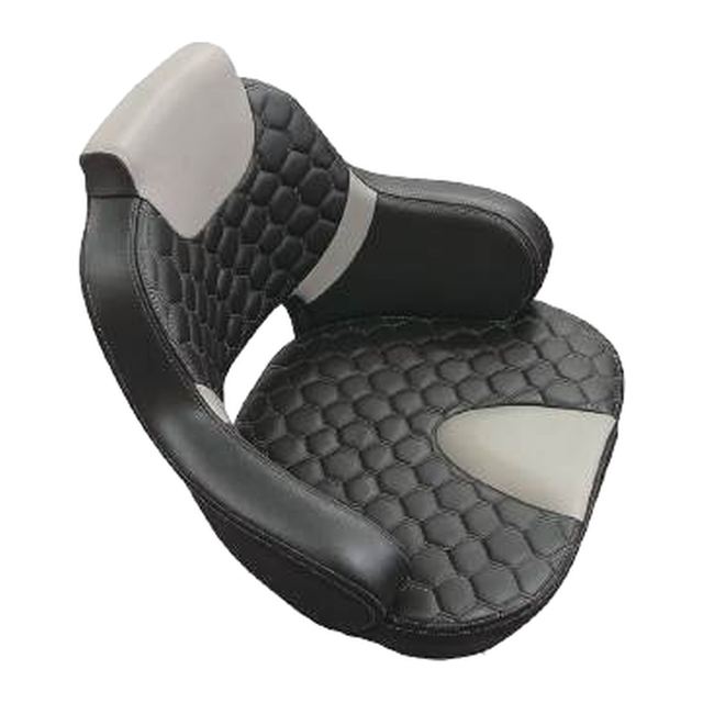 Boat Seat - Sport Helm Seat Hex Stitch, Black/Grey - Image 2