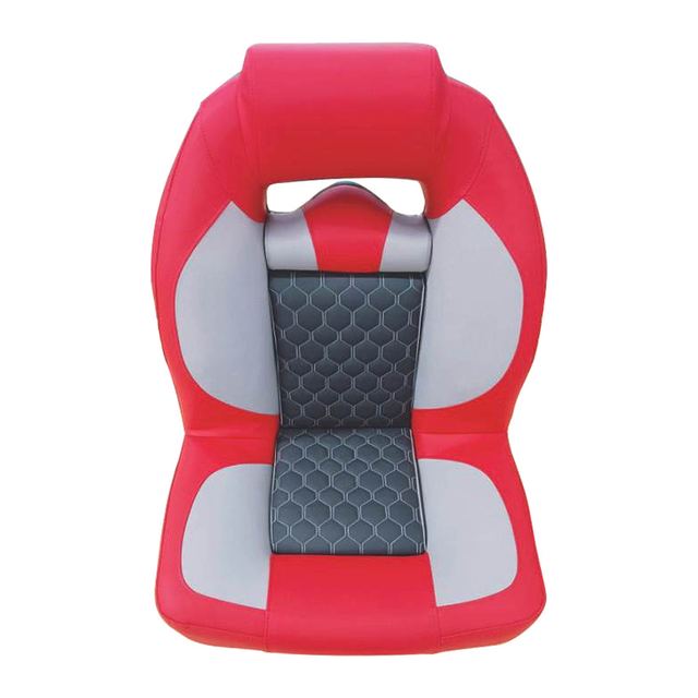 Boat Seat - Sport Bolster Helm Seat Hex Stitch, Red/Grey
