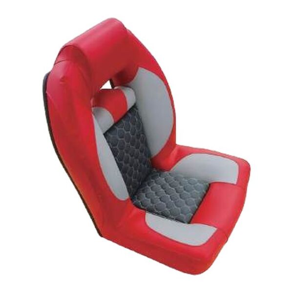 Boat Seat - Sport Bolster Helm Seat Hex Stitch, Red/Grey