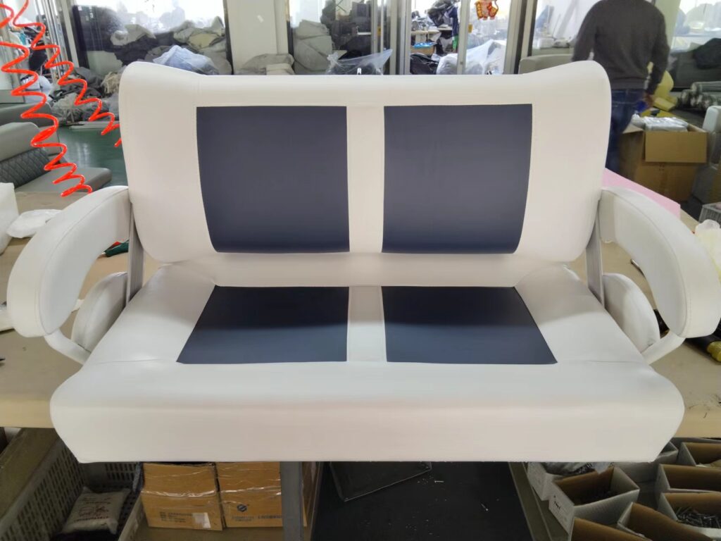 Boat Seat Double Bench with Armrests, White/Charcoal (ASM18020-1)