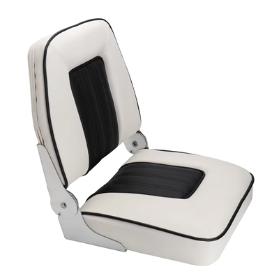 Boat Seat Low Back Folding, White/Black (ASM18022-5)