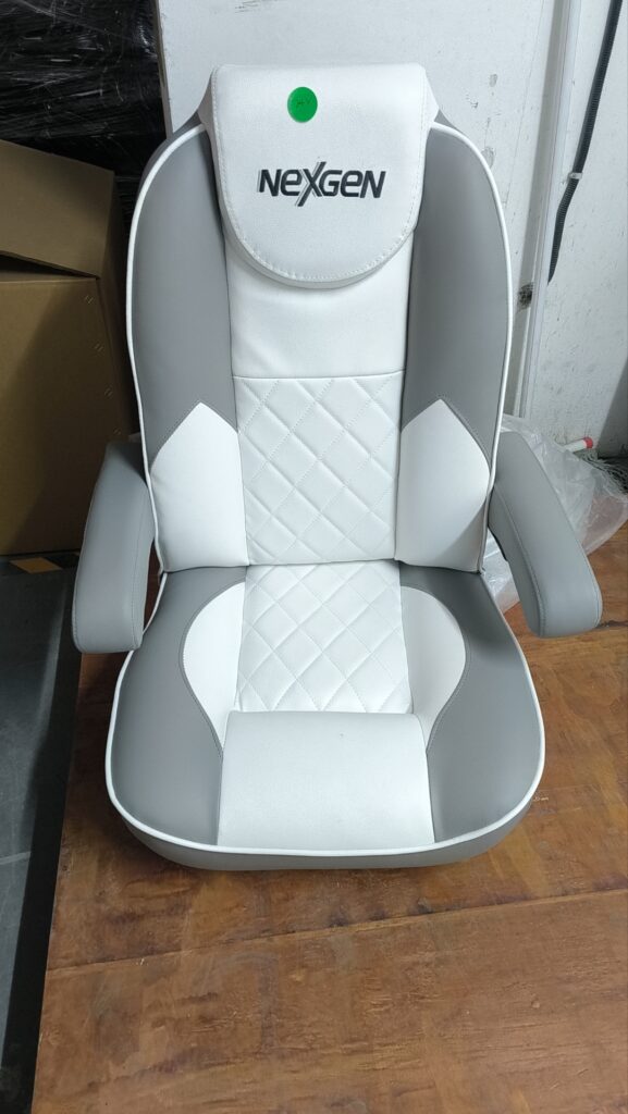 High-Back Helm Chair with Flip-Up Armrests, White/Grey (ASM18072)