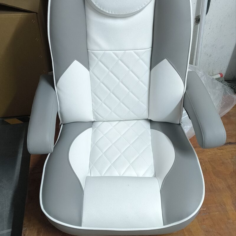 High-Back Helm Chair with Flip-Up Armrests, White/Grey (ASM18072)