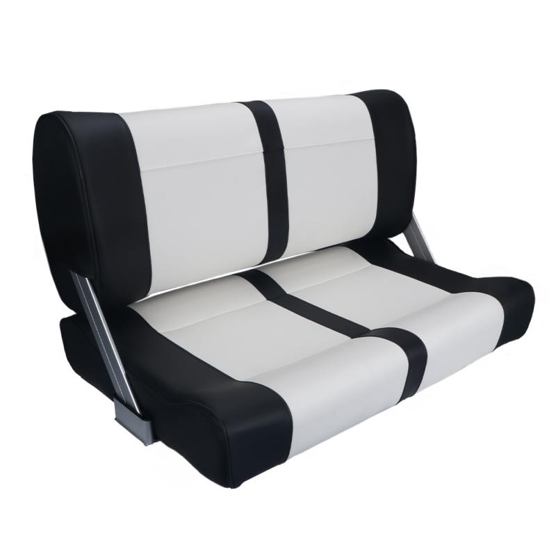 Boat Seat Double Bench with Flip-Back Backrest, Black/White (ASM18075)