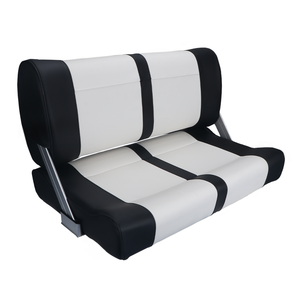 Boat Seat Double Bench with Flip-Back Backrest, Black/White (ASM18075)