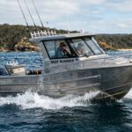 Large aluminium plate fishing boat designed for offshore conditions