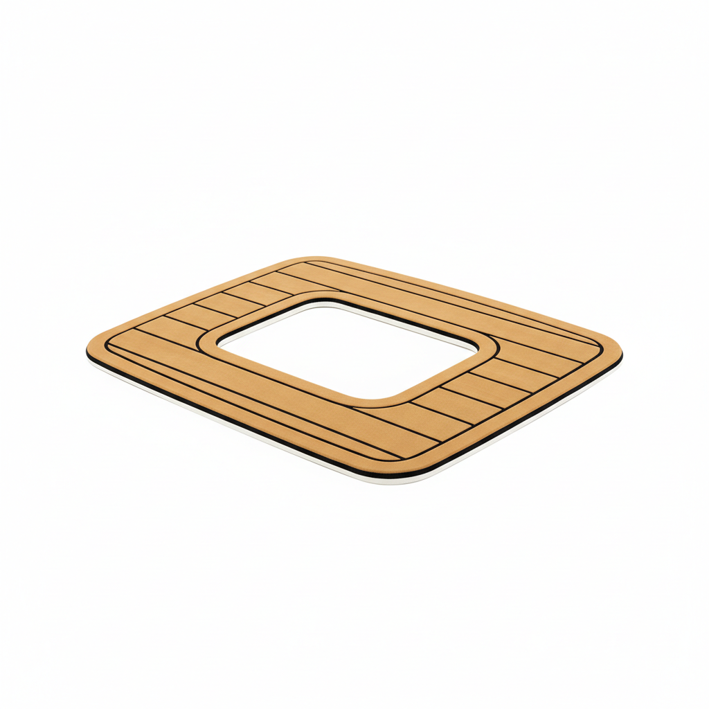 EVA teak surround fitted around a bow hatch