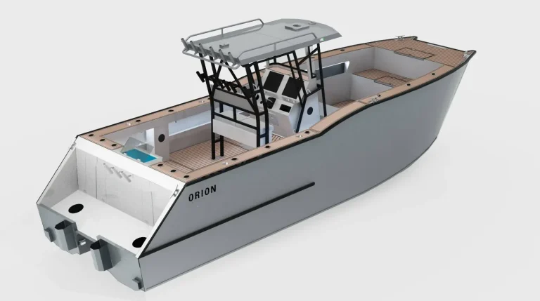 3D design render of a plate aluminium centre console with T-top