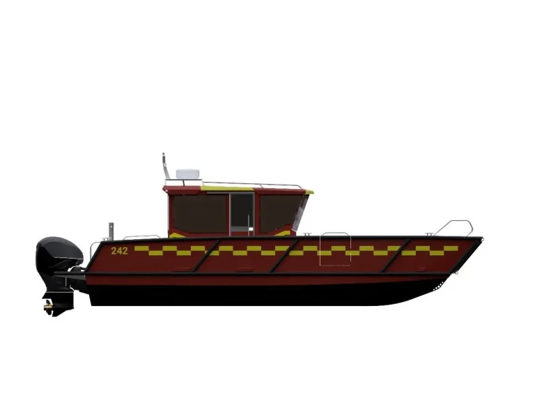 3D render of a landing craft with wheelhouse
