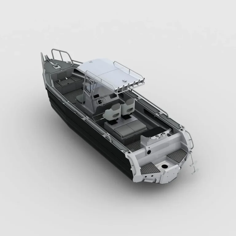 3D render of a plate aluminium centre console hull