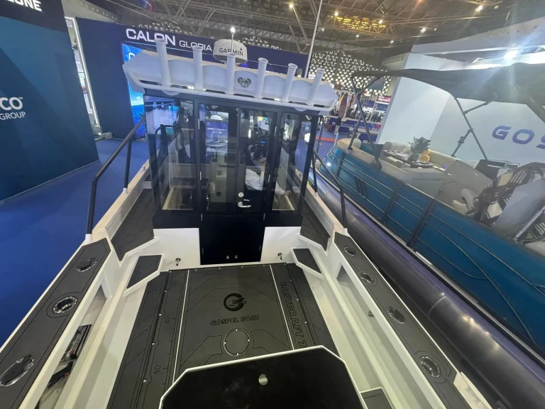 Bare aluminium cockpit and console at a show display