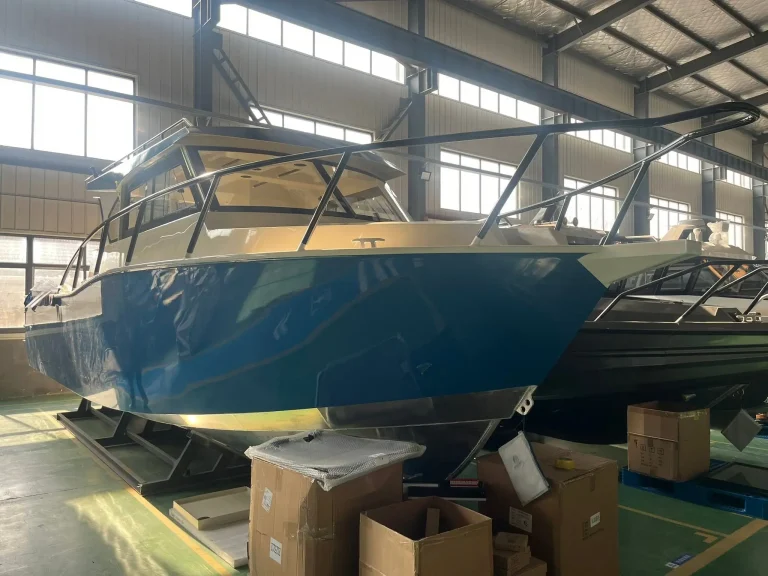 Blue plate aluminium hull under fit out