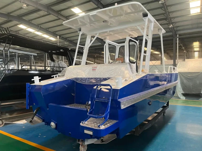 Blue plate aluminium landing craft in the factory