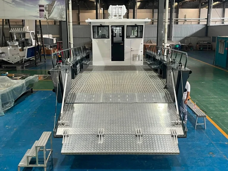 Bow ramp and wheelhouse of a landing craft