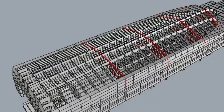 CAD frame model of a plate aluminium vessel