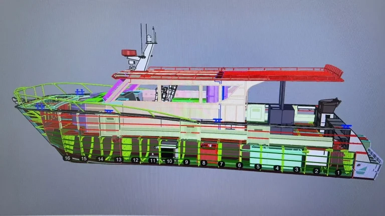 CAD structural model of a plate aluminium passenger vessel