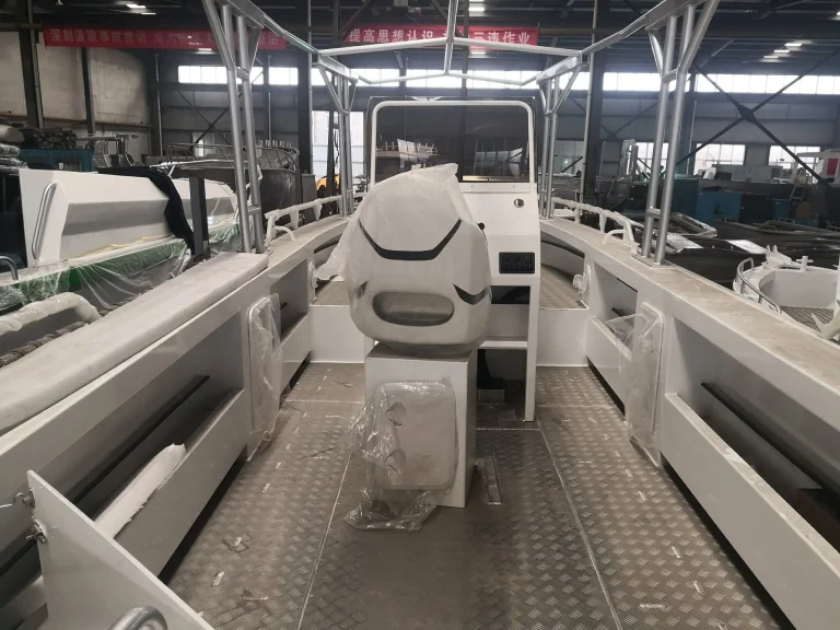 Cockpit with console and checker plate floor
