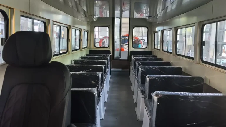Ferry passenger seating and aisle