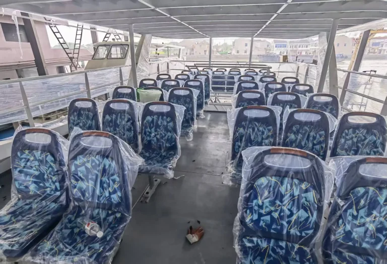 Ferry passenger seating under the canopy