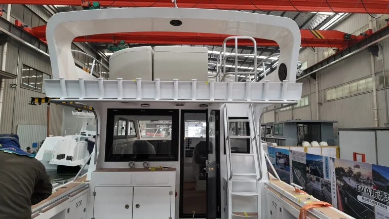 Flybridge and wheelhouse under construction